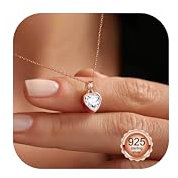 LOLIAS Kette Silber 925 Halsketten für Damen Rosegold Herz Halsketten Halskette mit Zirkonia Herz Anhänger Schmuck Geschenk für Mädchen