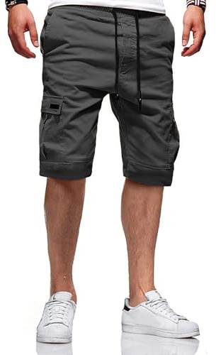 JACKETOWN Pantalones Cortos Cargo de Algodón Para Hombre - Bermudas Casuales de Verano Con Cintura Elástica