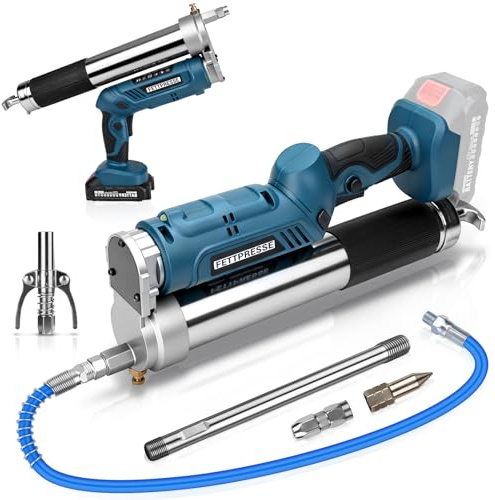 Presse à graisse sans fil 12 000 PSI compatible avec les batteries Makita 18 V, pistolet à graisse électrique, avec tuyau haute pression de 100 cm, 3 embouts, moteur sans balais et lampe LED, parfait