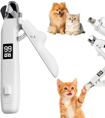 Cura delle unghie 2 in 1 per cani, forbici per unghie, tagliaunghie per gatti, lima per unghie per cani Lima elettrica per unghie con luce LED, forbici per gatti