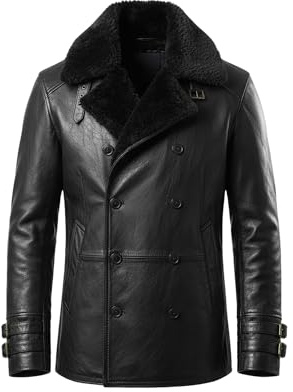 Aksah Fashion Leon S. Kennedy Requiem svart läderjacka - Resident RE 9 inspirerad cosplay-kostym, 3XL