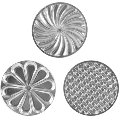 Voyoo 3 Sellos de Metal para Galletas, Juego de moldes para Prensa de Galletas, con Mango de Madera para Galletas, Pasteles y más