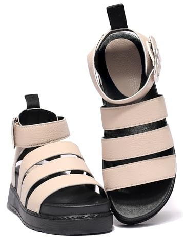 LUNATECH Women's Gladiator Sandals Platform Ladies Sandals Wide Fit Strappy Sandals Chunky Summer Sandals Vegan Leather Shoes