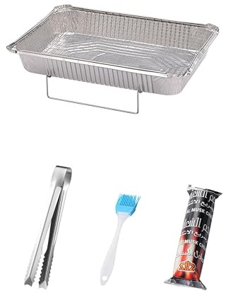 Disposable BBQ Grill Portable for Camping Picnic Outdoor, Instant Charcoal Barbecue with Grilling Tools Set (Brush & Tongs), Small Windproof Grill for Garden Beach Travel Tailgating Party
