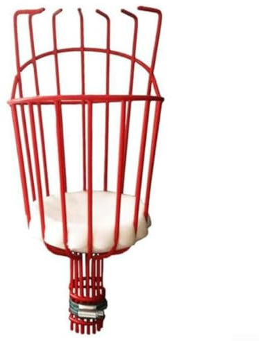 Iron Fruit Picker Basket Head with Protective Foam Interior for Gentle Fruit Collection Without Skin Damage (Red)