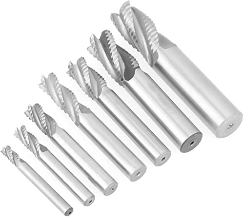 Dioche Fresa per Sgrossatura 7 Pezzi Set di Punte per Fresa HSS |Rompitruciolo per Sgrossatura |Acciaio Ad Alta velocità |Taglio per Fresatrici |Ideale per Legno, Metallo e Altro