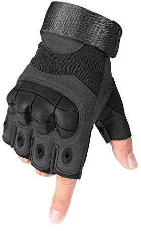 Selighting Taktische Handschuhe Motorrad Handschuhe Herren Halbfinger Sporthandschuhe für Airsoft Militär Paintball Motorrad Fahrrad (Schwarz, XL)