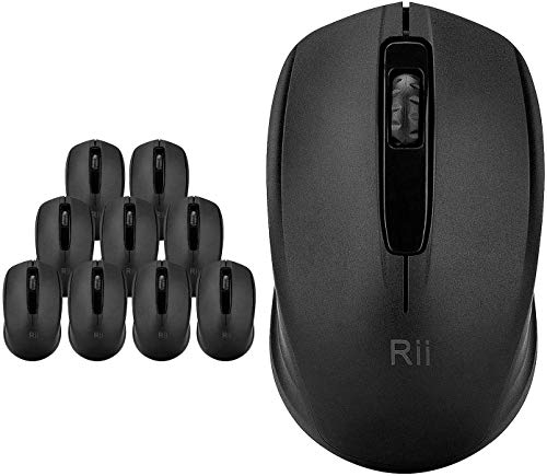Rii [10-Pack] Maus kabellos, 2.4G Funkmaus Für Links und Rechtshänder, PC/Laptop/Windows, Schwarz-10 Stück