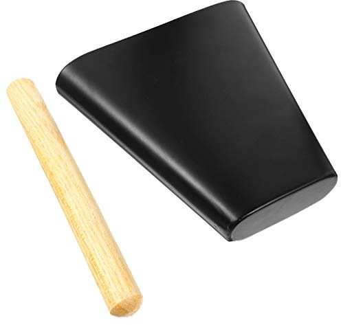 EXCEART 6 Inch Metal Cowbell With Wooden Mallet Percussion Cow Bells Noise Maker Musical Handheld Kit Drum Set Instrument Accessories Black