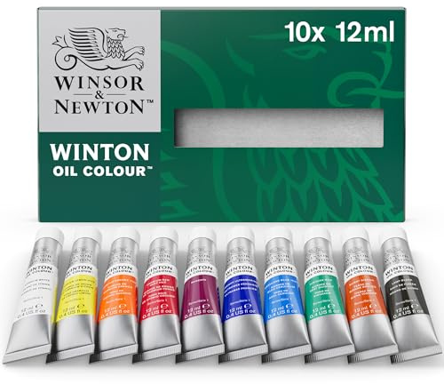 Winsor & Newton Winton Oil Paint Set, 10 Colours in 12 ml Tubes, Pigments for Artists