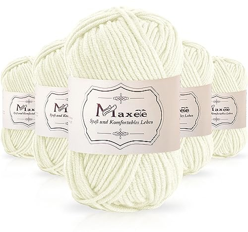 Maxee 250g(50gx5) Handstrickgarn Multicolor, Acryl Garn zum Stricken, Weicher Wolle zum Häkeln und Kunsthandwerk, Hand Knitting Garn zum Häkeln, Schals für Strickanfänger, Erfahrene Stricker