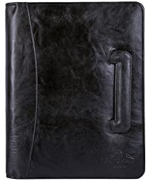 Alpenleder Konferenzmappe A4 - MEETING (Handgefertigt) - Nachhaltiges Bio-Leder aus regionaler Landwirtschaft | Dokumentenmappe leder, Laptoptasche, Ringbuch *Fair Produziert* (36x28x4cm, Ebenholz)