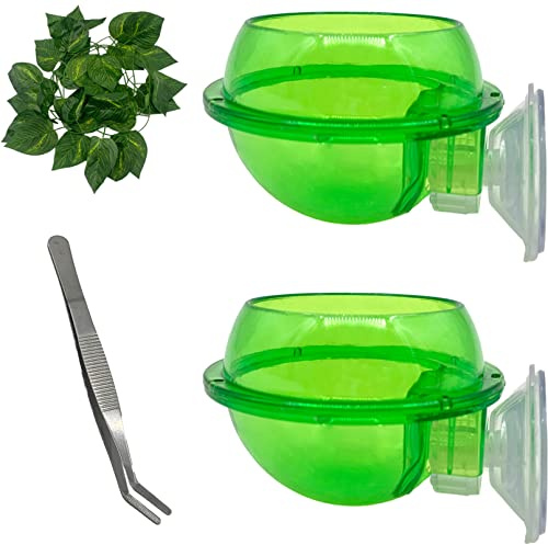 MUYG Chameleon Feeding Bowl with Suction Cup,Reptiles Feeder Water Bowls Anti-Escape Worm Live Fodder Translucent Container Ledge Dish Supplies for Lizard Bearded Dragon Gecko Snake(4Pcs)