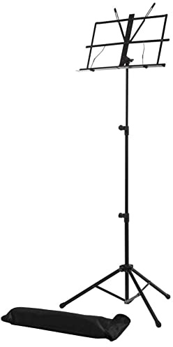 Proel RSM295 - Atril musical para partituras musicales, plegable de 3 secciones y bolsa de transporte, color negro mate