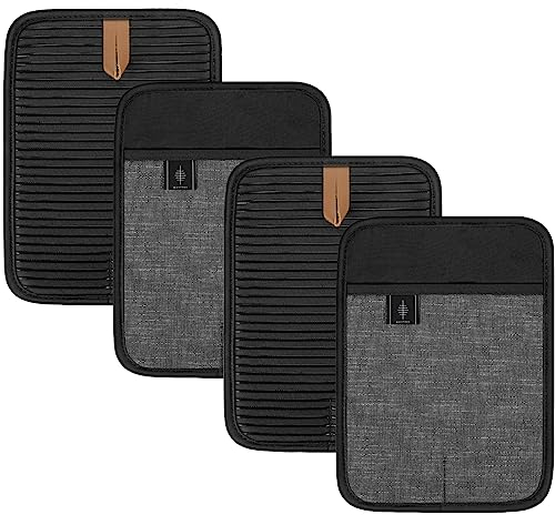 BONTHEE Presina in cotone resistente al calore, grande presina antiscivolo per cucinare, accessori da cucina, set da 4 pezzi, colore nero