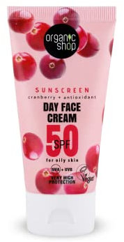 Organic Shop Suncare Crema Viso Giorno 50 SPF Pelle grassa, 50 ml
