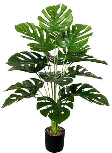 AIVORIUY Artificial Palm Tree Faux Silk Plant in Pot for Home Office Living Room Bedroom Stairs Foyer Modern Decor Indoor Outdoor Lifelike Fake Potted Housewarming Gifts (75cm Large Green Monstera)
