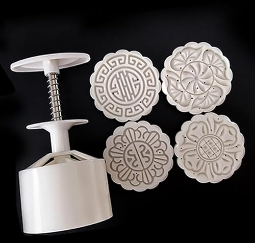 Luminexia Mooncake Mold Press Moon Cake Mold Set,Mid-Autumn Festival Hand-Pressure Moon Cake Maker 4 Pcs Cookie Stamps For Baking DIY Cake Cookie Biscuit Dessert Mooncake Mould,50g/100g