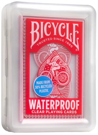 Bicycle Waterproof Red Playing Cards, Clear Plastic Playing Cards, Made from 30% Recycled Plastic, Perfect for Pool Games, Beach Trip, or Party Games