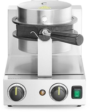 HENDI Gaufrier électrique rotatif Bubble Waffle, gaufrier à bulles, plaques antiadhésives en fonte d'aluminium, 50°C-210°C, 1500W, 255x560x(H)318mm, acier inoxydable