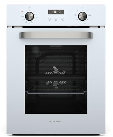 Klarstein SmartSlim Forno da Incasso 45cm - 49L, 9 Funzioni, Pulizia a Vapore, Timer Digitale, Forno Elettrico Ventilato, Porta Rimovibile, Classe Energetica A, Vetro Temperato Nero