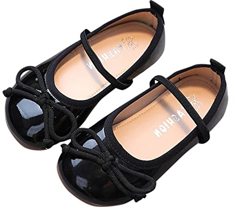 FGUUTYM Sandali da bambina con fiocco, Mary Jane, scarpe basse, graziose ed eleganti, basse, ballerine, suola morbida, per attività all'aperto, comodi, casual, da spiaggia, Nero , 33 EU