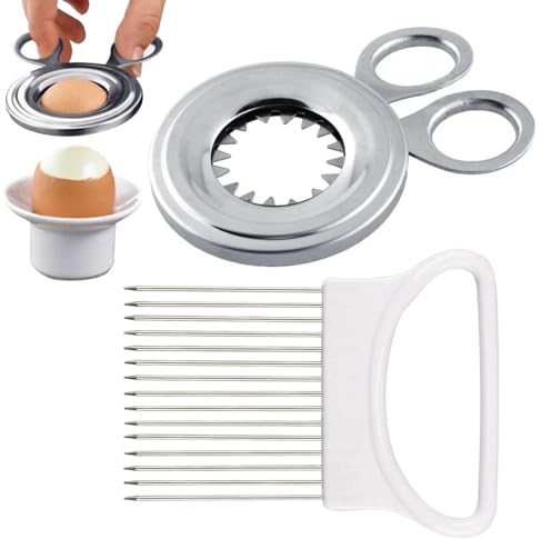 JDNFKG 1 Pieza De Abridor De Huevos Y 1 Pieza De Rebanador De Huevos, Abridor De Cáscara De Huevo, Suministros De Cocina, Rebanador De Cebolla, Adecuado para Frutas Y Verduras.