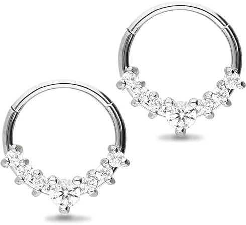 xwnyzw 2PCS 8mm 10mm Septum Piercing Jewellery, Stainless Steel Horseshoe Nose Hoop Rings, Piercing Jewellery Nose Septum Rings for Helix Piercings, Cartilage Ear, Lip