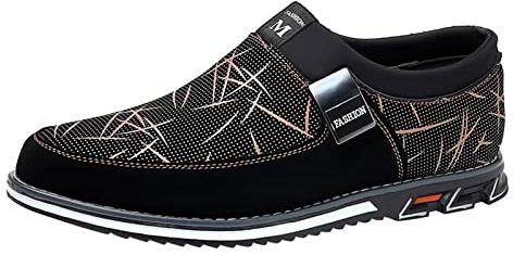 Tobysper Chaussures d'affaires en cuir pour homme - Chaussures basses antidérapantes - Chaussures de loisirs classiques - Mocassins modernes - Chaussures de mariage à enfiler - Mocassins plats