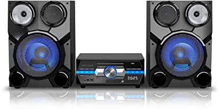 MUSE M80-DJ. Microsistema con CD/MP3 con Bluetooth, FM Estereo con 60 presintonias. Puerto USB. Display de LED.