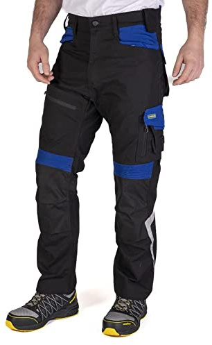Goodyear Workwear GYPNT010 Flex Knee Multi Tool Pocket Reflective Work Pants Cargo Trouser, Black, W32/REG