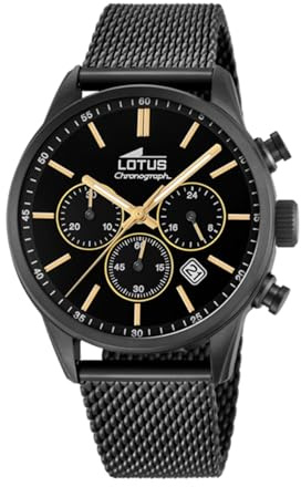 LOTUS Reloj Hombre Analógico de Acero Inoxidable 316l Negro