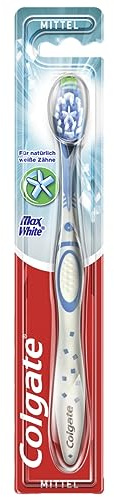 Colgate Zahnbürste Max White, mittel ,1 Stück - Handzahnbürste für natürlich weiße Zähne, mit mittelharten Borsten