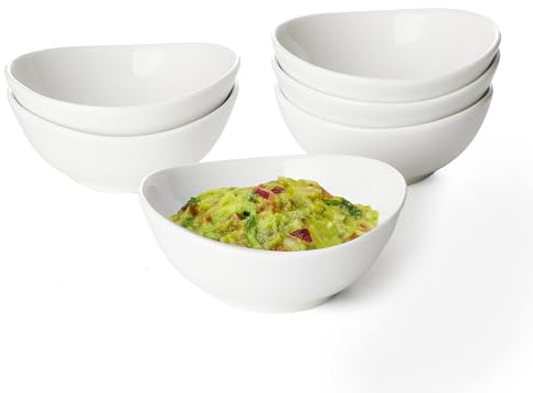 Sweese 4 oz Very Small White Porcelain Bowls - Set of 6 Dipping, Sauce, Salsa & Snack Bowls, Mini Ceramic Bowls for Condiments & Charcuterie