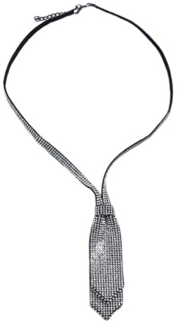 Collar de corbata de moda con diamantes de imitación brillantes para entusiastas de la moda, collar de cristal para bodas y fiestas, corbatas de dama, talla única