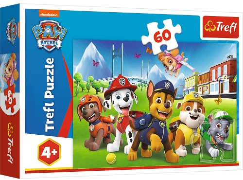 Trefl Puzzle - Paw Patrol 60 Elementi In Una Radura Per Bambini Dai 4 Anni | Favorisce la concentrazione e l'osservazione, puzzle di alta qualità, con personaggi delle fiabe, allenamento della memoria