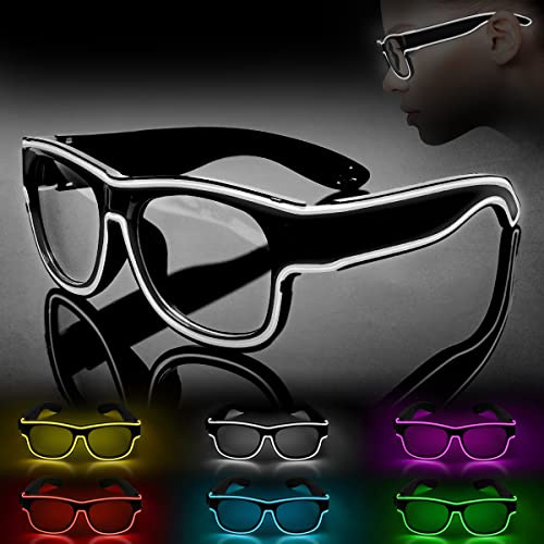 Ainiv Gafas Luminosas Aviador, Gafas de Fiesta para Cumpleaños, Accesorio Divertido, Decoración Happy Birthday, para el partido, cumpleaños, de la graduación, Accesorios para fiesta de Navidad(Blanco)