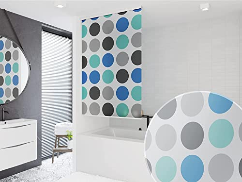 probath MAßANFERTIGUNG HALB-Kassetten DUSCHROLLO Modell Retro BLAU! DUSCHVORHANG LÄNGE UND BREITE NACH Wunsch! (Breite bis 160 cm, Länge bis 240 cm)