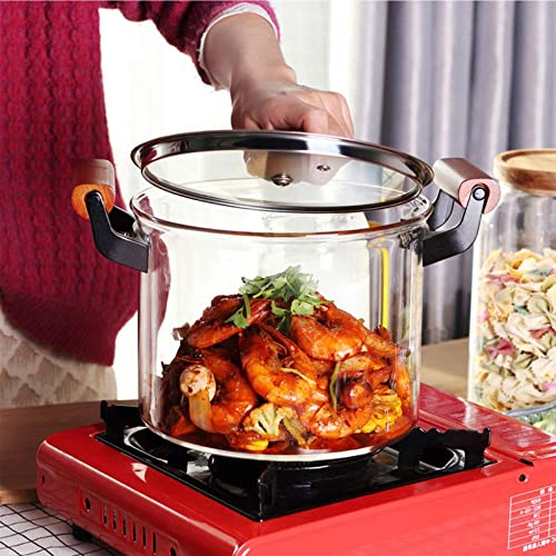 THEGA Pentola per Zuppa - Pentola per Zuppa di Pesce, Pentola di Vetro di Calore, Pentole per La Pasta, Pentola Ad Alto Borosilicato Resistente al Calore Pentola Zuppa Pentola Stufato