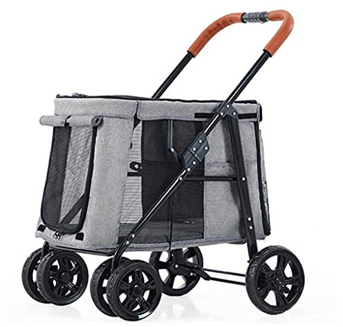 KITCISSL Hundewagen Hundebuggy Pet Hunde Buggy Stroller Hundewagen für große Hunde, Hundebuggy bis 30 Kg Pet Travel Kinderwagen Hund Katze Jogger Anhänger, Faltbarer Trägerwagenwagen (Color : Grey A)