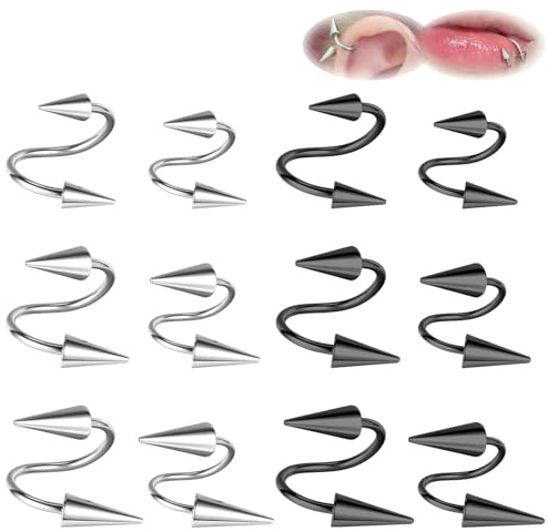 ZS 20G Anneaux De Nez à Pointes, 18G Acier Inoxydable Boucles D'oreilles, 16G Anneaux à Lèvres Labret Septum Cartilage Tragus Helix Piercing Pour Femmes Hommes (12Pcs 16g Helix D'oreilles)