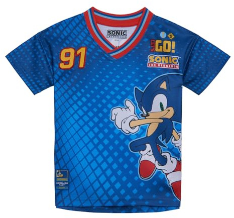 SEGA Sonic The Hedgehog Toddler Boys Mesh Soccer Jersey Athletic V-Neck T-Shirt Blue 5T