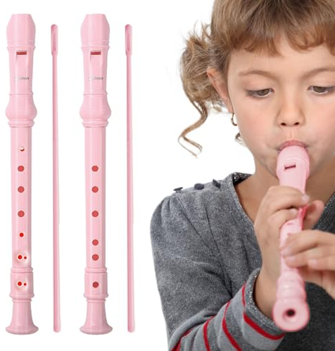 Blockflöte,Yiyifor 2 Stück Blockflöte für Anfänger,Sopran Deutsche Griffweise,6-Loch Flöte und 8-Loch Flöte für Erwachsene,Recorder mit Reinigungsstift und Bedienungsanleitung