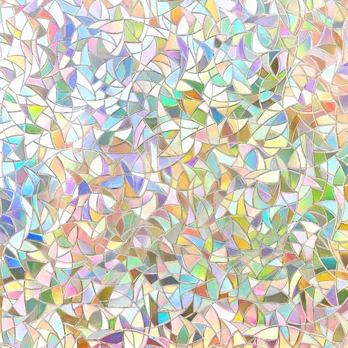 NINETREX Fönsterfilm Rainbow Effect UV-skydd Dekorativ självhäftande vinyl Lämplig för kök, sovrum och vardagsrum(60 x 400 cm)