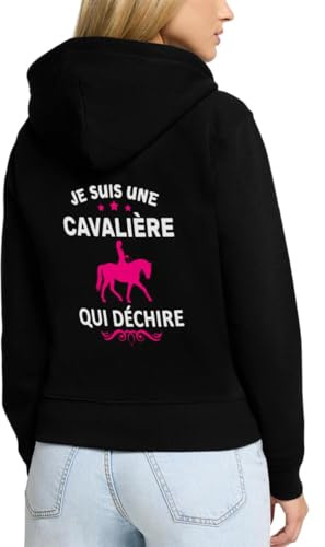 Spreadshirt Je Suis Une Cavalière Qui Déchire Chevaux Équitation Veste À Capuche Femme Premium, XL, noir