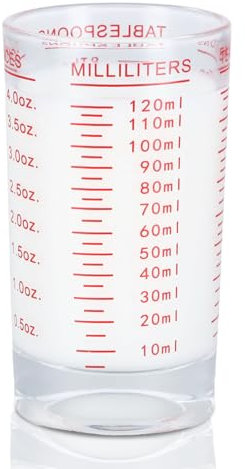 Dokeno Mini Misurino in Vetro 4OZ/120ML Misurino Graduato con Bilancia Resistente al Calore Bicchiere Dosatore per Cucina Bar Vodka Cocktail Tequila