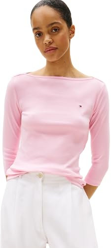 Tommy Hilfiger Damen Langarmshirt New Cody Slim U-Boot-Ausschnitt, Rosa (Classic Pink), S