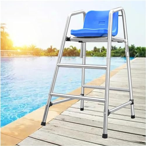 SAFWELAU Taburete alto Escalera de Seguridad Taburete de bar con silla de salvavidas, 1,2 m/1,5 m/1,8 m de altura Silla de salvavidas, Marco de acero inoxidable resistente. con asiento cómodo, Carga 3