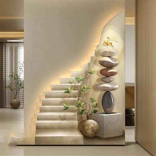 Qivzixamjr LED Wall Hanging Mural, Plug-in Power Supply Wall Art Decor, 3D Relief LED Decorative Painting, Landscape Wall Sculptures for Living Room Entrance Study Office(B,23.6x31.5in/60X80CM)