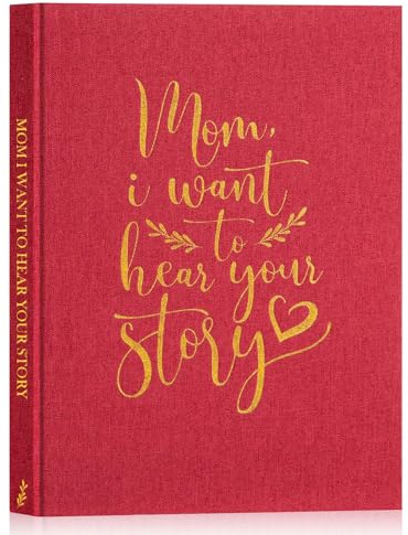 Lanpn Maman Raconte Moi Ton Histoire avec 270+ Questions, Livre d'histoire de La Vie de Mère, Fête des Mères Anniversaire Cadeau, Mom Story Book Journal Guidé Carnet de Souvenirs, Anglais, Rouge